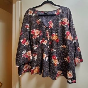 Floral leopard print top